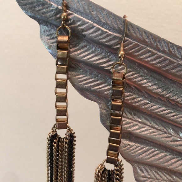 high end mixed metal long pierced earrings - Picture 6 of 9